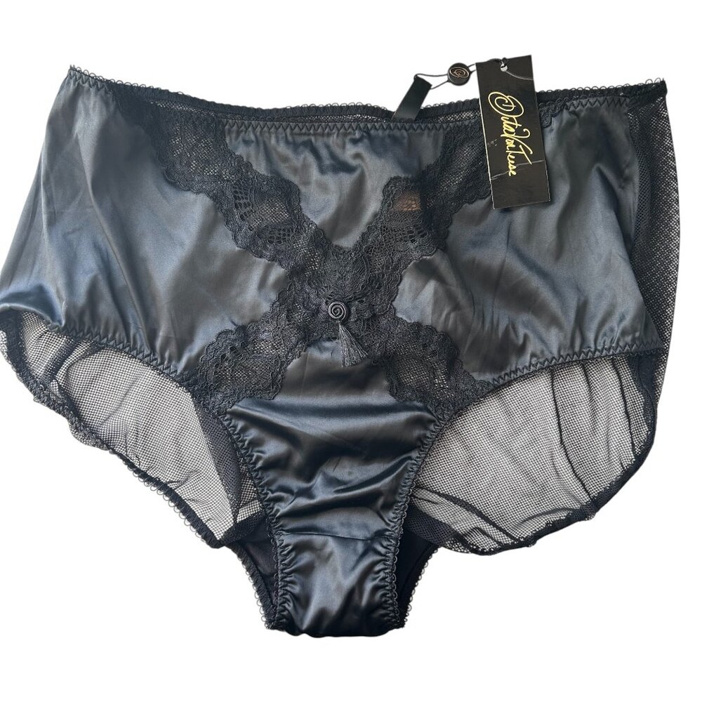 Dita Von Teese Starlift Full Figure Full Panty Retro Vintage Look Black Lace 20